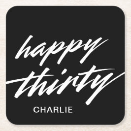 ハッピー30スモダンクリプト黒番30歳の誕生日 スクエアペーパーコースター