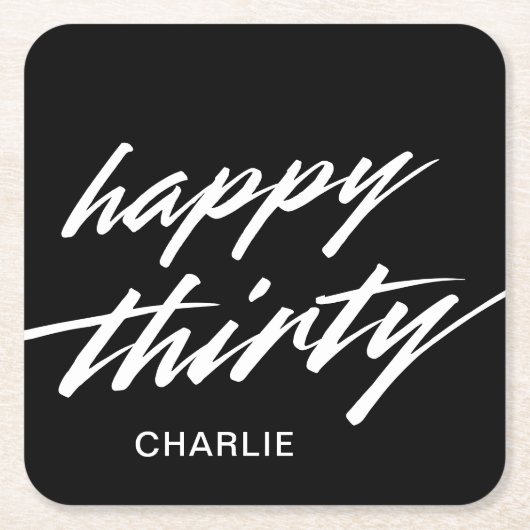 ハッピー30スモダンクリプト黒番30歳の誕生日 スクエアペーパーコースター (正面)