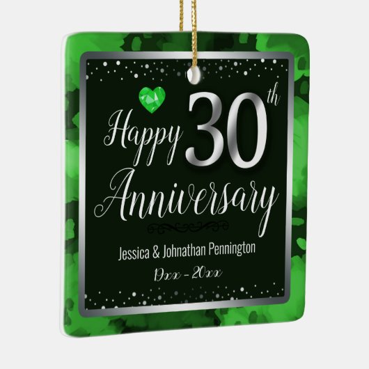 ハッピー30周年結婚名前をカスタムする セラミックオーナメント (右)