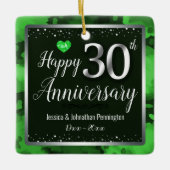 ハッピー30周年結婚名前をカスタムする セラミックオーナメント (正面)