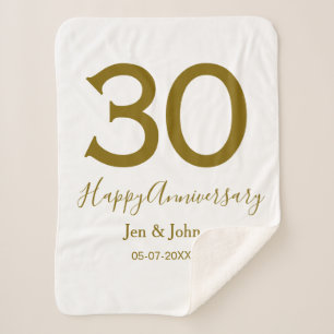 ハッピー30周年記念の日付ゴールデンレはっきりしたット シェルパブランケット