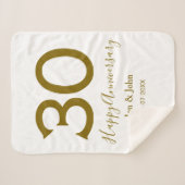 ハッピー30周年記念の日付ゴールデンレはっきりしたット シェルパブランケット (正面(横))