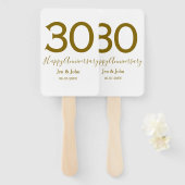 ハッピー30周年記念の日付ゴールデンレはっきりしたット ハンドファン (正面&裏面)