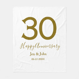 ハッピー30周年記念の日付ゴールデンレはっきりしたット フリースブランケット