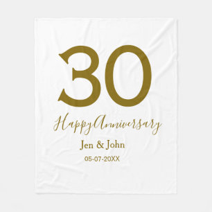 ハッピー30周年記念の日付ゴールデンレはっきりしたット フリースブランケット