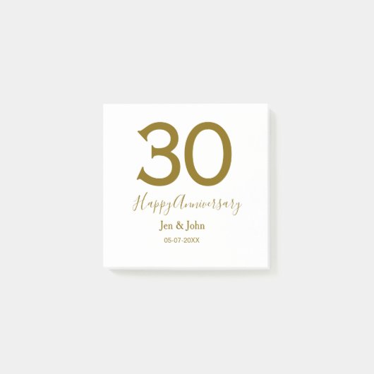 ハッピー30周年記念の日付ゴールデンレはっきりしたット ポストイット (正面)