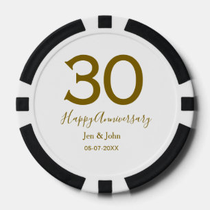 ハッピー30周年記念の日付ゴールデンレはっきりしたット ポーカーチップ