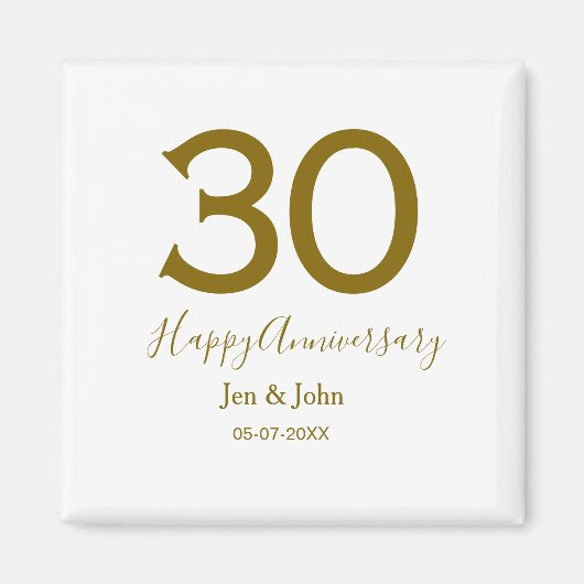 ハッピー30周年記念の日付ゴールデンレはっきりしたット マグネット (正面)