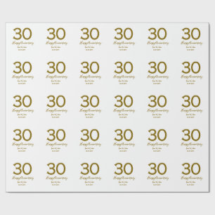 ハッピー30周年記念の日付ゴールデンレはっきりしたット ラッピングペーパー