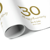 ハッピー30周年記念の日付ゴールデンレはっきりしたット ラッピングペーパー (ロールコーナー)