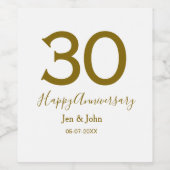 ハッピー30周年記念の日付ゴールデンレはっきりしたット ワインラベル (シングルラベル)