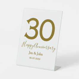 ハッピー30周年記念の日付ゴールデンレはっきりしたット 台座サイン