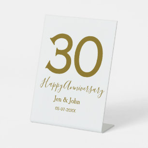 ハッピー30周年記念の日付ゴールデンレはっきりしたット 台座サイン