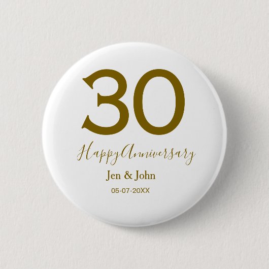 ハッピー30周年記念の日付ゴールデンレはっきりしたット 缶バッジ (正面)