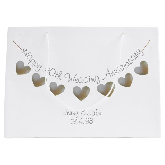 ハッピー30周年記念結婚真珠ハートバンティング ラージペーパーバッグ (正面)