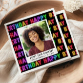 ハッピー30歳の誕生日フォトレインボーネオン スタンダードカクテルナプキン