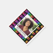 ハッピー30歳の誕生日フォトレインボーネオン スタンダードカクテルナプキン (角)