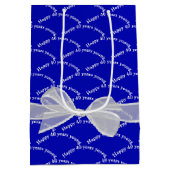 ハッピー30歳の誕生日ホワイトボウオンブルー ミディアムペーパーバッグ (裏面)