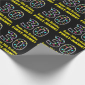 ハッピー30歳の誕生日、おもしろいカラフルスターパターン30 ラッピングペーパー (角)