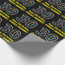 ハッピー30歳の誕生日、おもしろいカラフルスターパターン30 ラッピングペーパー