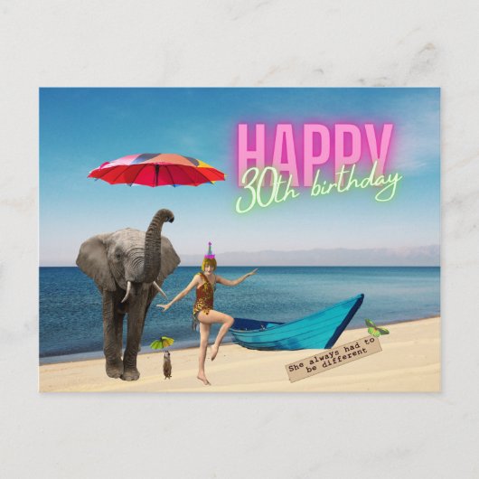 ハッピー30thおもしろいとファンキー誕生日 ポストカード (正面)