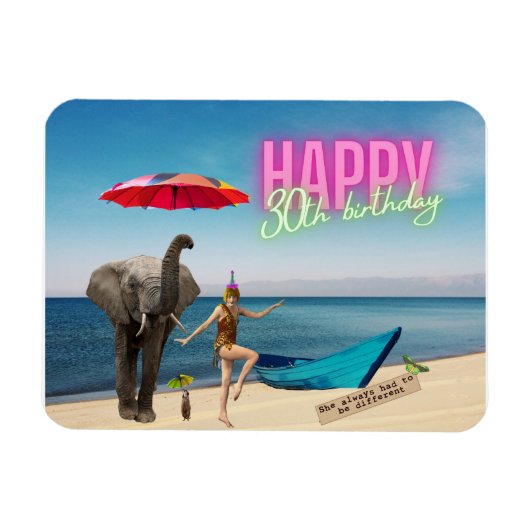 ハッピー30thおもしろいとファンキー誕生日 マグネット (横)