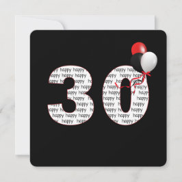 ハッピー30thバースデーオンブラック招待状 招待状