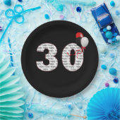 ハッピー30thバースデーオンブラック紙プレート ペーパープレート (パーティー)