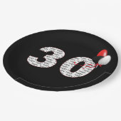 ハッピー30thバースデーオンブラック紙プレート ペーパープレート (アングル)