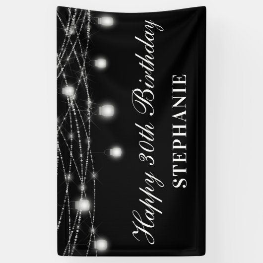 ハッピー30thバースデーメイソンジャースライツ白黒 横断幕 (縦)