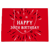 ハッピー30thバースデー花火レッド白黒 ラージペーパーバッグ (正面)