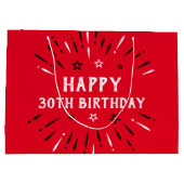 ハッピー30thバースデー花火レッド白黒 ラージペーパーバッグ (裏面)