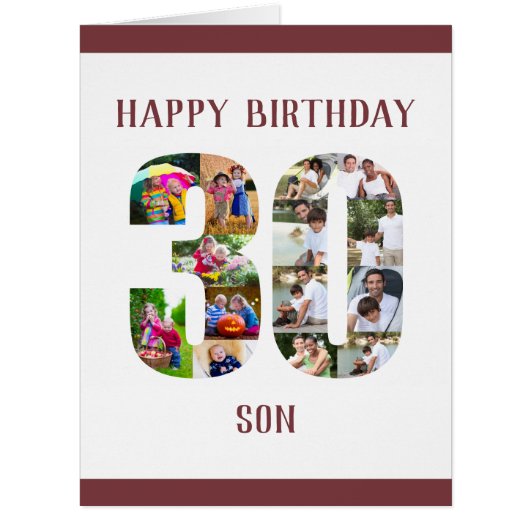 ハッピー30th誕生日の息子Number 30フォトコラージュ (正面)