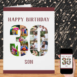 ハッピー30th誕生日の息子Number 30フォトコラージュ<br><div class="desc">Happy 30th Birthday Sonと誕生日カードとユニークあなたの独自の写真のコラージュカスタムを言う。あなたの息子のためのこの大きな誕生日カードモダンは、赤丸のスラブのタイポグラフィとシンプル数30にあなたの写真に焦点を置くのスタイリングを持っている。このテンプレートは、兄弟または好きな他の名前にハッピーバースデー息子を編集するために設定される。カード内のメッセージを編集することもできます。各番号の先頭から順に写真を追加し、その位置でより良のまわりにく動作する写真を交換し違うる。このデザインは、標準、大きい、大きい、巨大な、巨大な誕生日カードサイズで利用可能である。30歳の誕生日プレゼントのコーディネートは当店で行ってみて下さい。</div>