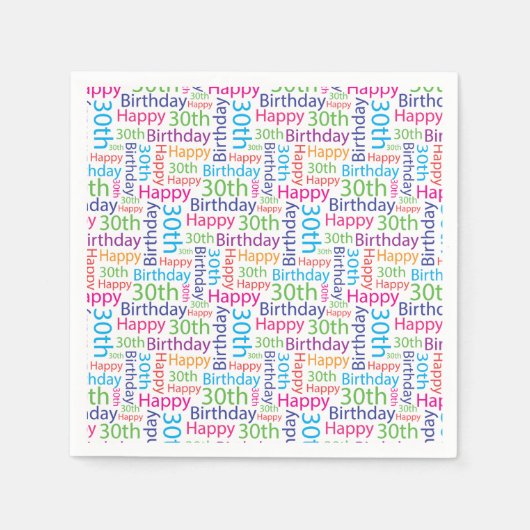 ハッピー30th誕生日ナプキンス スタンダードカクテルナプキン (正面)
