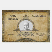 ハッピー30th誕生日ヴィンテージフォトモノグラム金ゴールド ラッピングペーパーシート (正面)