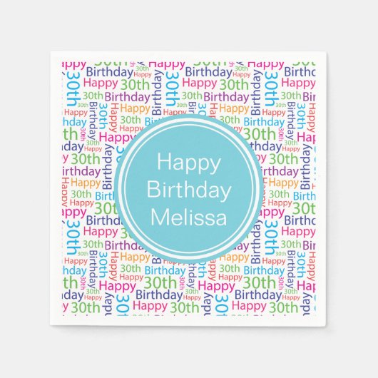 ハッピー30th誕生日名前をカスタムする スタンダードカクテルナプキン (正面)