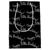 ハッピー30th Birthday on black ミディアムペーパーバッグ (正面)