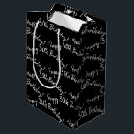 ハッピー30th Birthday on black ミディアムペーパーバッグ<br><div class="desc">黒にタイル模様の幸せな30th誕生日メッセージ。背景色とメッセージは編集可能。</div>