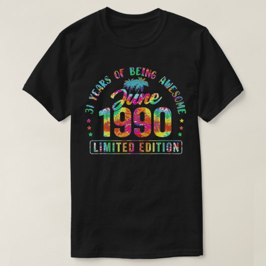 ハッピー31誕生日ヴィンテージ1990年6月31歳 Tシャツ (デザイン正面)