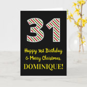 ハッピー31誕生日&メリークリスマス名前をカスタムする カード (黄色い花)