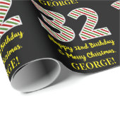 ハッピー32誕生日&メリークリスマス、名前をカスタムする ラッピングペーパー (ロールコーナー)