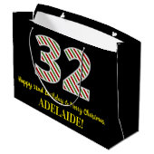 ハッピー32誕生日&メリークリスマス、名前をカスタムする ラージペーパーバッグ (裏面アングル)