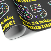 ハッピー35誕生日、おもしろいカラフルスターパターン35 ラッピングペーパー (ロールコーナー)