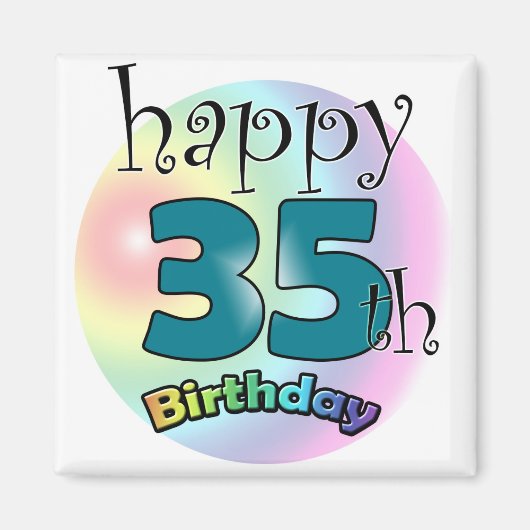 ハッピー35誕生日（ブルーウ） マグネット (正面)