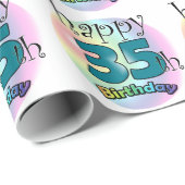 ハッピー35誕生日(ブルーウ) ラッピングペーパー (ロールコーナー)
