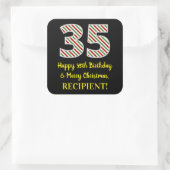 ハッピー35誕生日&メリークリスマス、名前をカスタムする スクエアシール (バッグ)