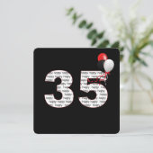 ハッピー35th誕生日オンブラック招待状 招待状 (スタンド正面)