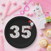 ハッピー35th誕生日オンブラック紙プレート ペーパープレート (パーティー)