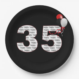 ハッピー35th誕生日オンブラック紙プレート ペーパープレート
